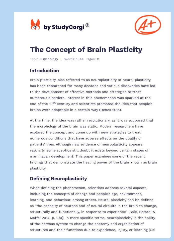 The Concept of Brain Plasticity. Page 1