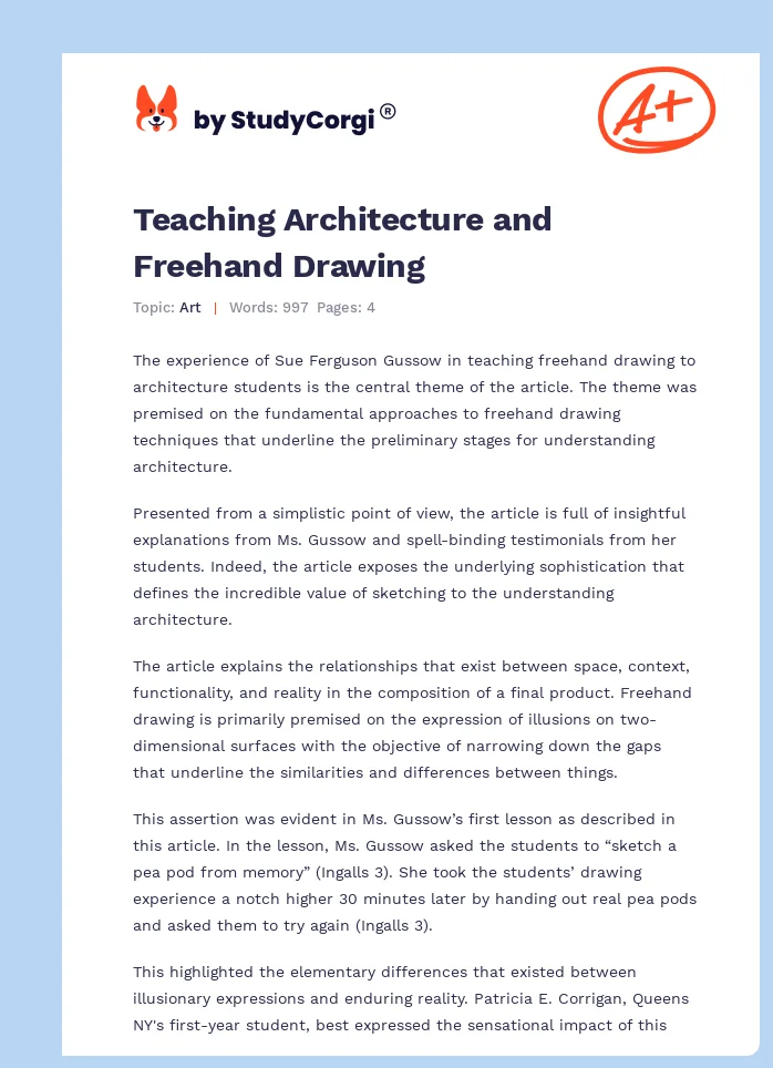Teaching Architecture and Freehand Drawing. Page 1