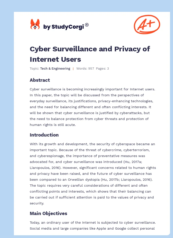 Cyber Surveillance and Privacy of Internet Users. Page 1