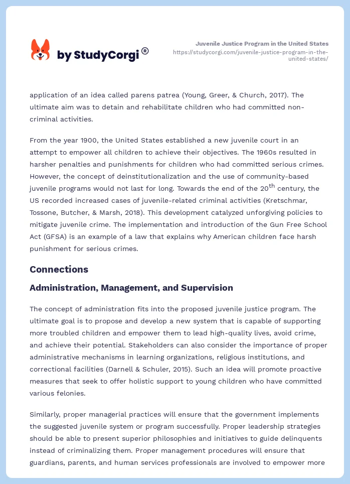 Juvenile Justice Program in the United States. Page 2