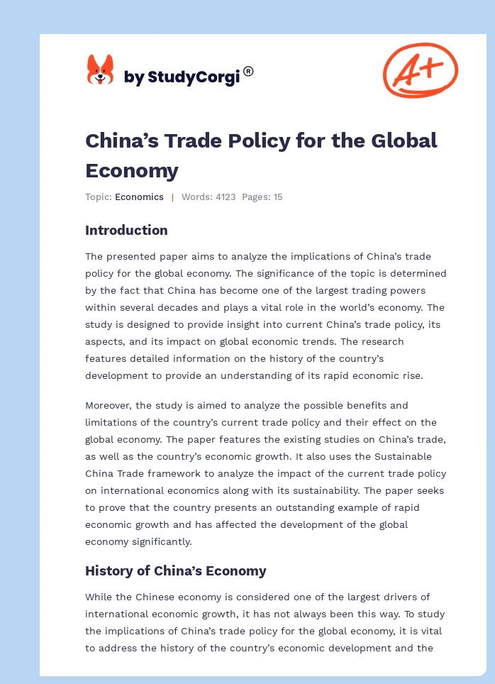 China’s Trade Policy for the Global Economy. Page 1