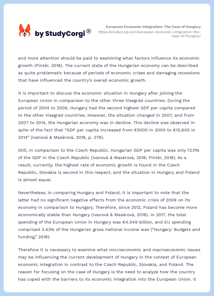 European Economic Integration: The Case of Hungary. Page 2