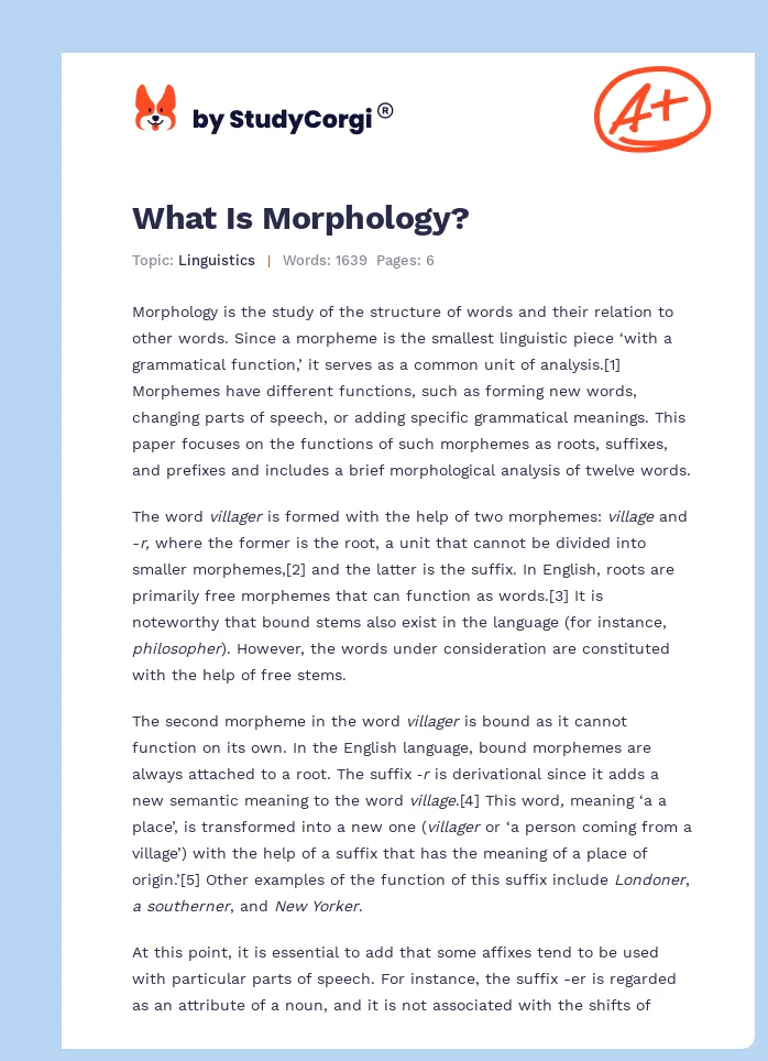 What Is Morphology? | Free Essay Example