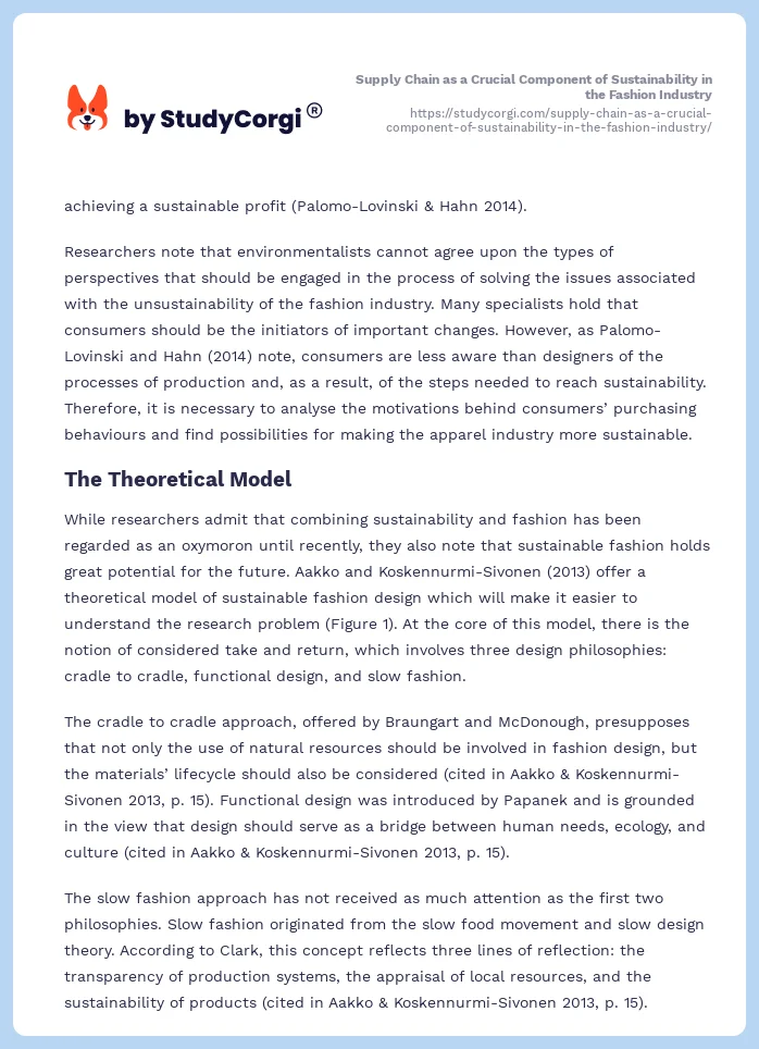 Supply Chain as a Crucial Component of Sustainability in the Fashion Industry. Page 2