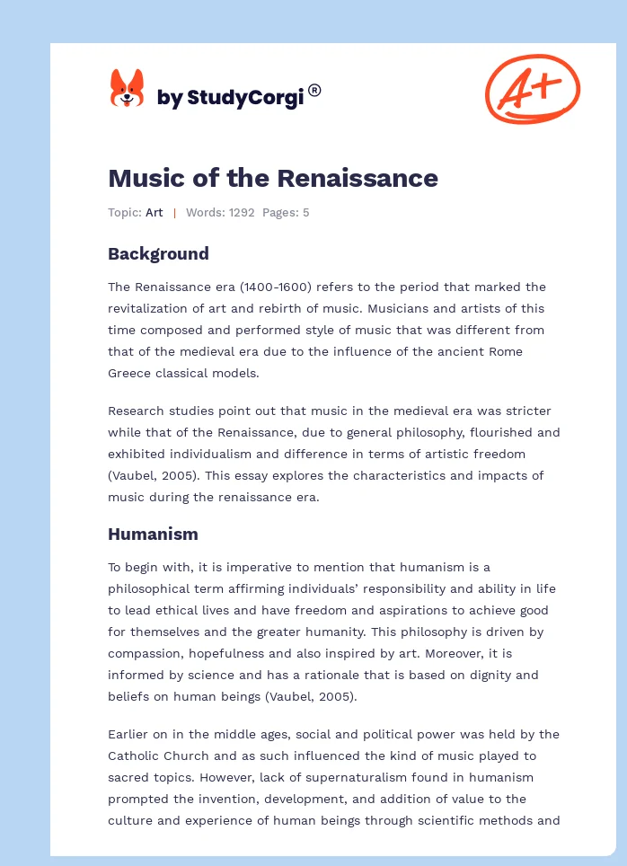 Music of the Renaissance. Page 1