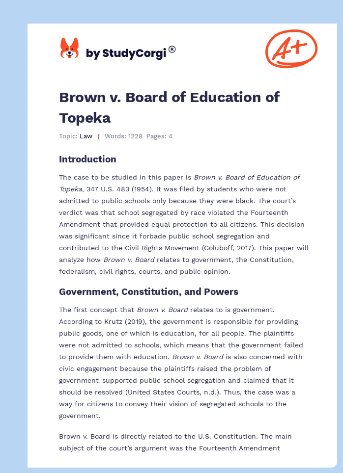 Brown v. Board of Education of Topeka. Page 1