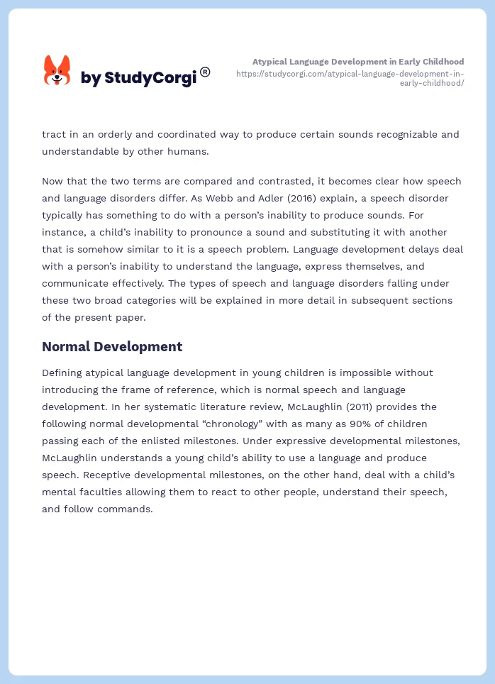 Atypical Language Development in Early Childhood. Page 2
