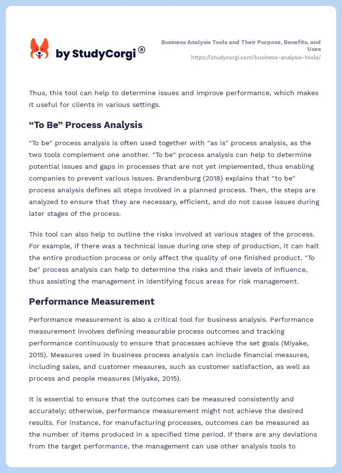 Business Analysis Tools and Their Purpose, Benefits, and Uses. Page 2