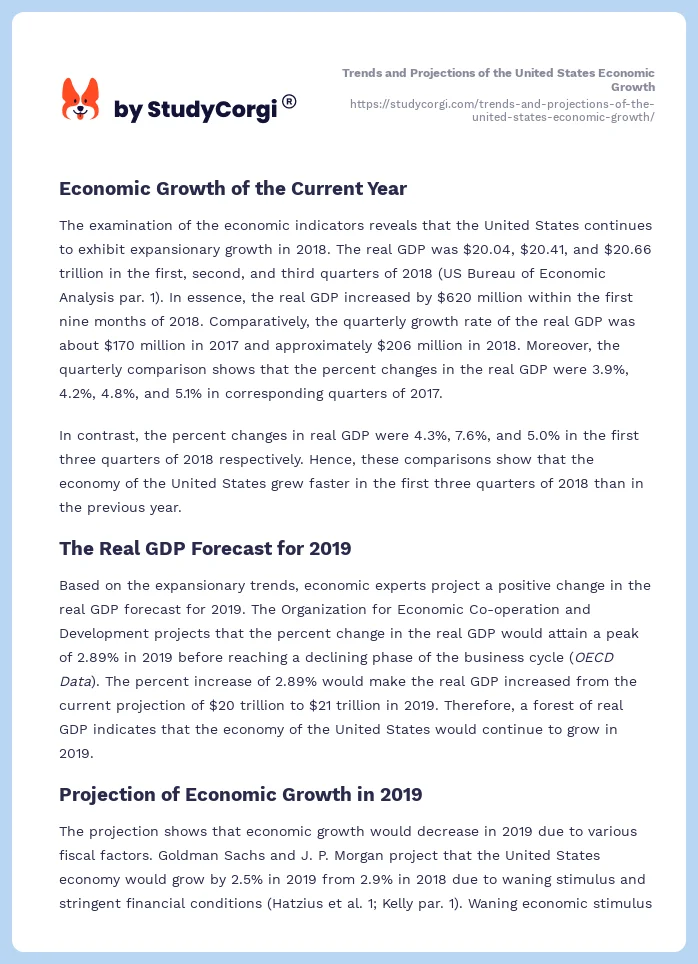 Trends and Projections of the United States Economic Growth. Page 2