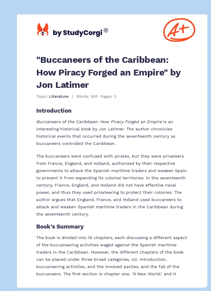"Buccaneers of the Caribbean: How Piracy Forged an Empire" by Jon Latimer. Page 1
