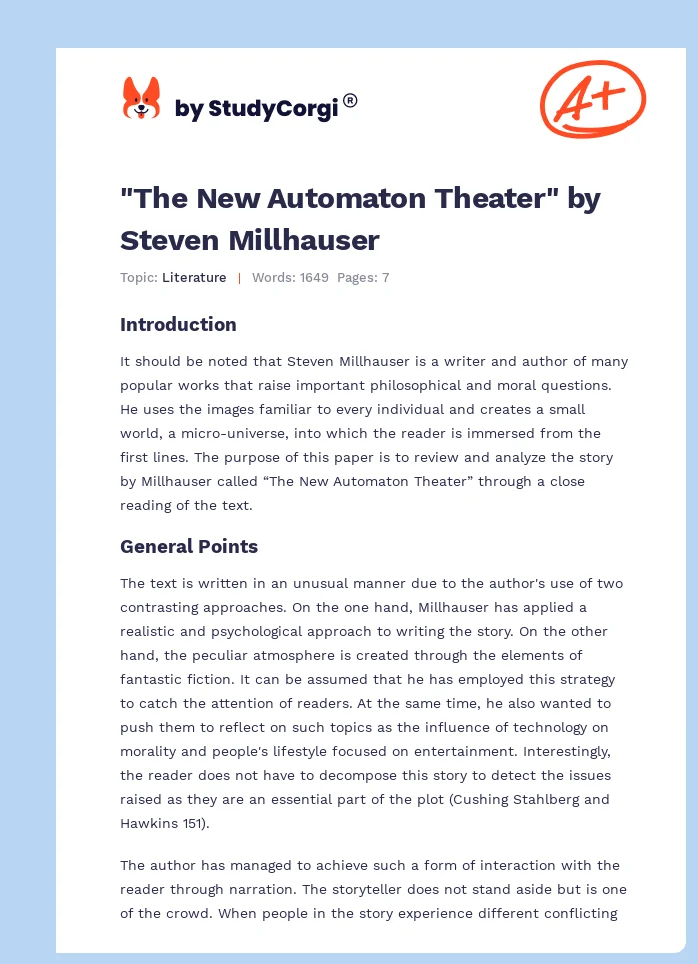 "The New Automaton Theater" by Steven Millhauser. Page 1