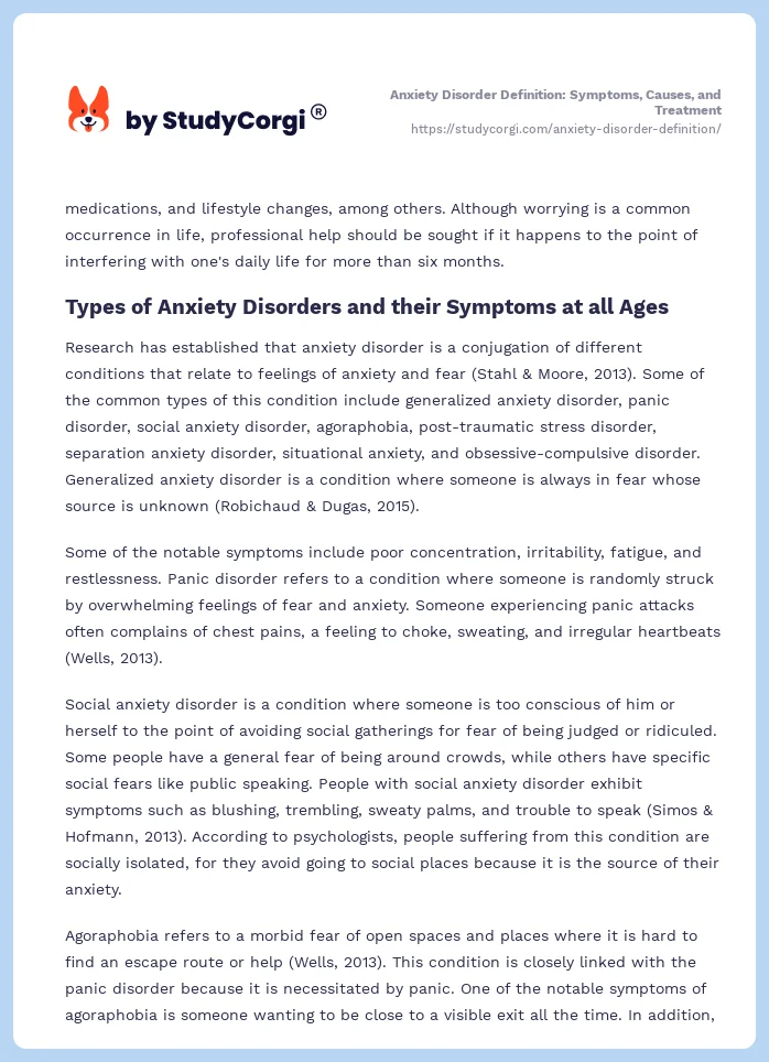 Anxiety Disorder Definition: Symptoms, Causes, and Treatment. Page 2