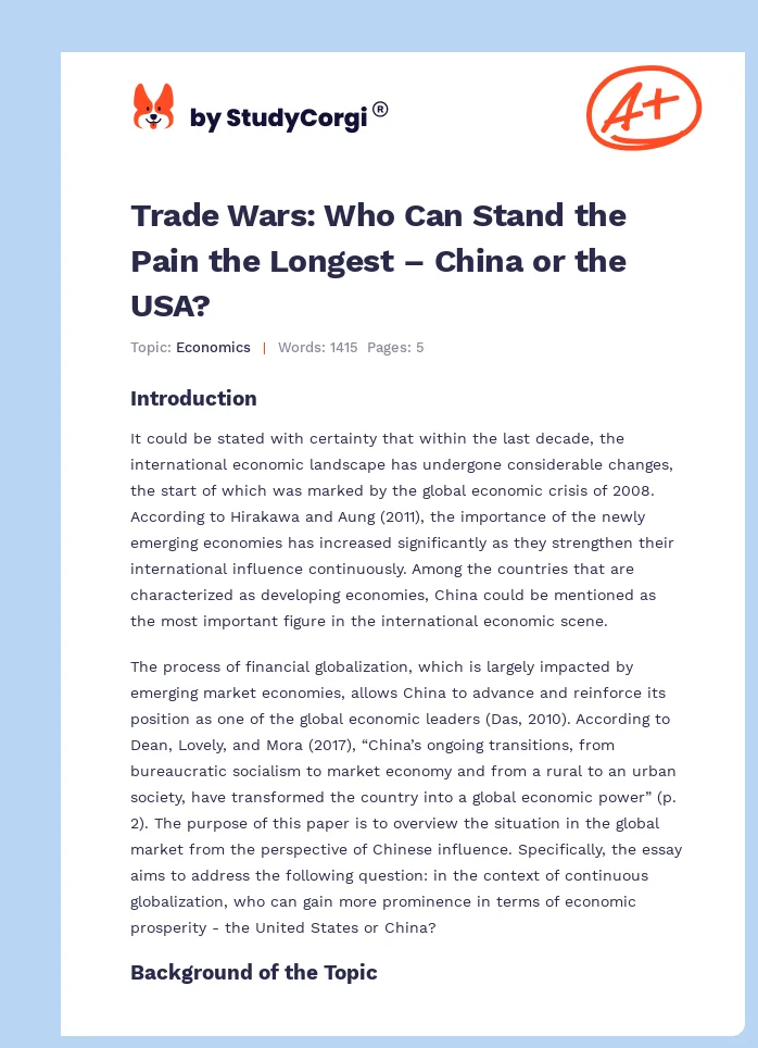 Trade Wars: Who Can Stand the Pain the Longest – China or the USA?. Page 1