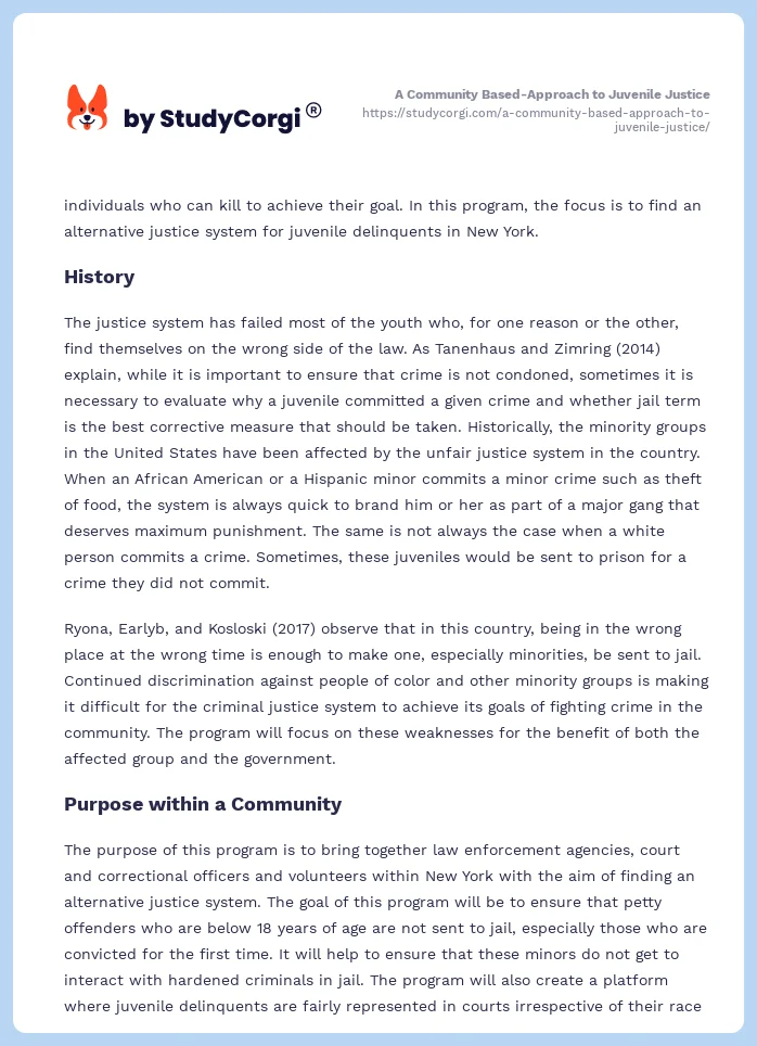 A Community Based-Approach to Juvenile Justice. Page 2