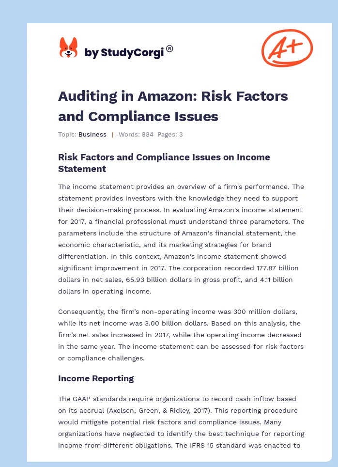 Auditing in Amazon: Risk Factors and Compliance Issues. Page 1