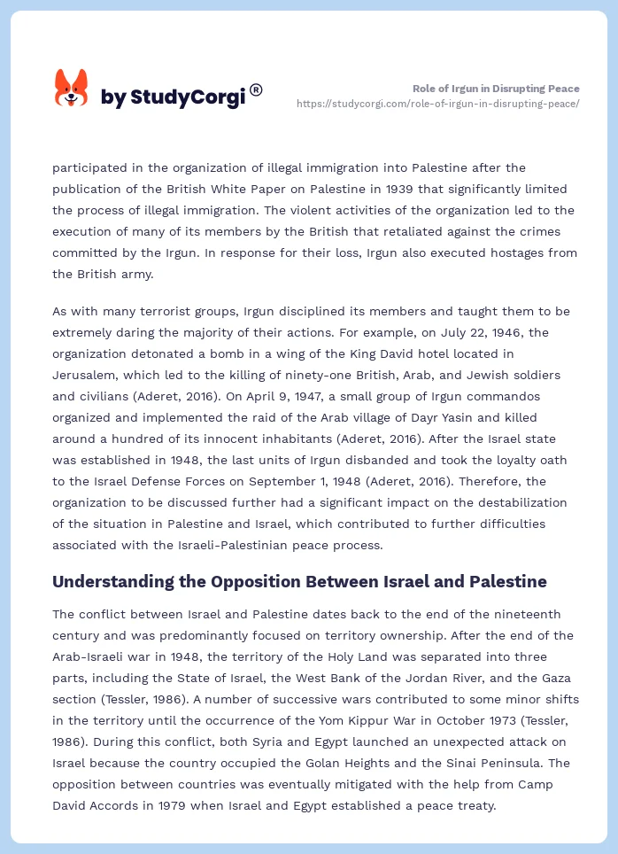 Role of Irgun in Disrupting Peace. Page 2