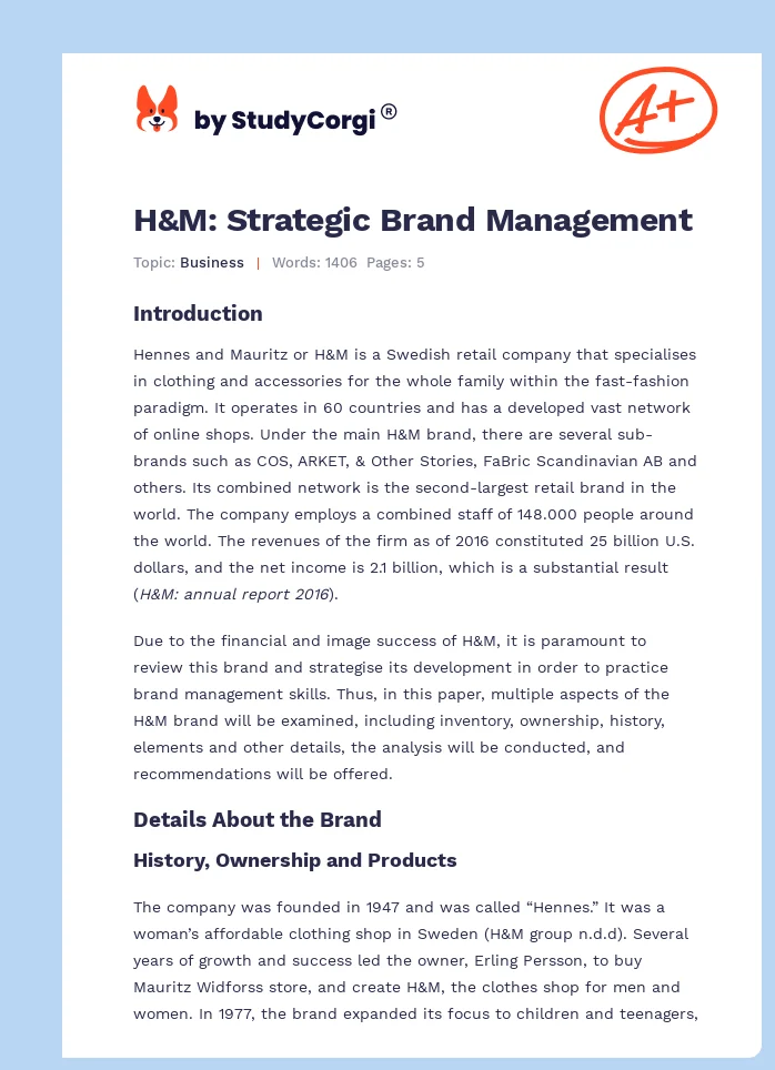 H&M: Strategic Brand Management. Page 1