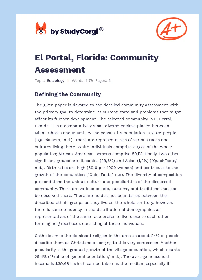 El Portal, Florida: Community Assessment. Page 1