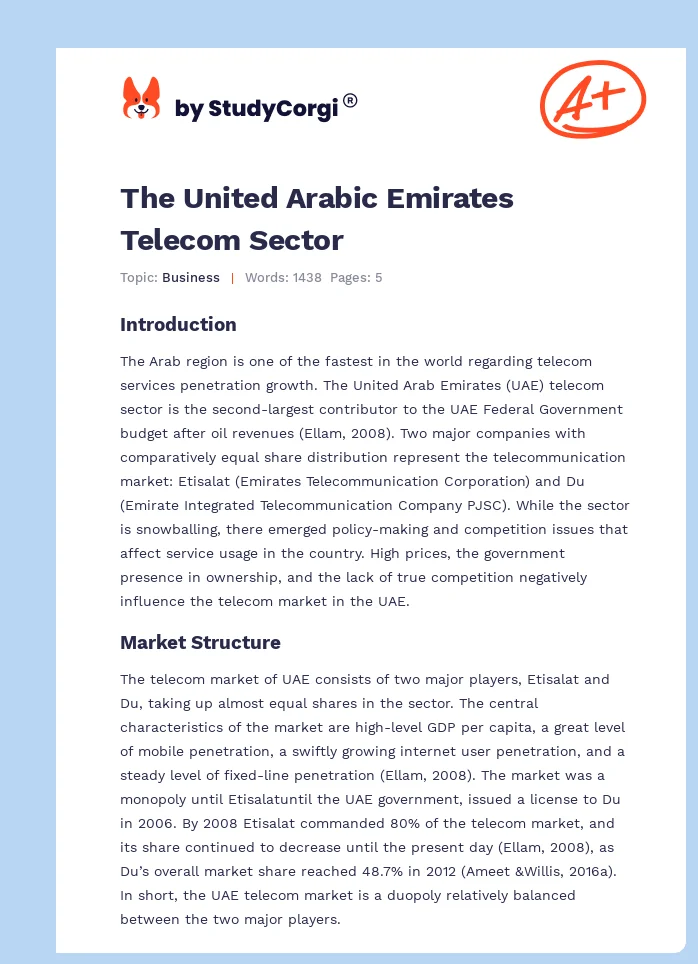 The United Arabic Emirates Telecom Sector. Page 1