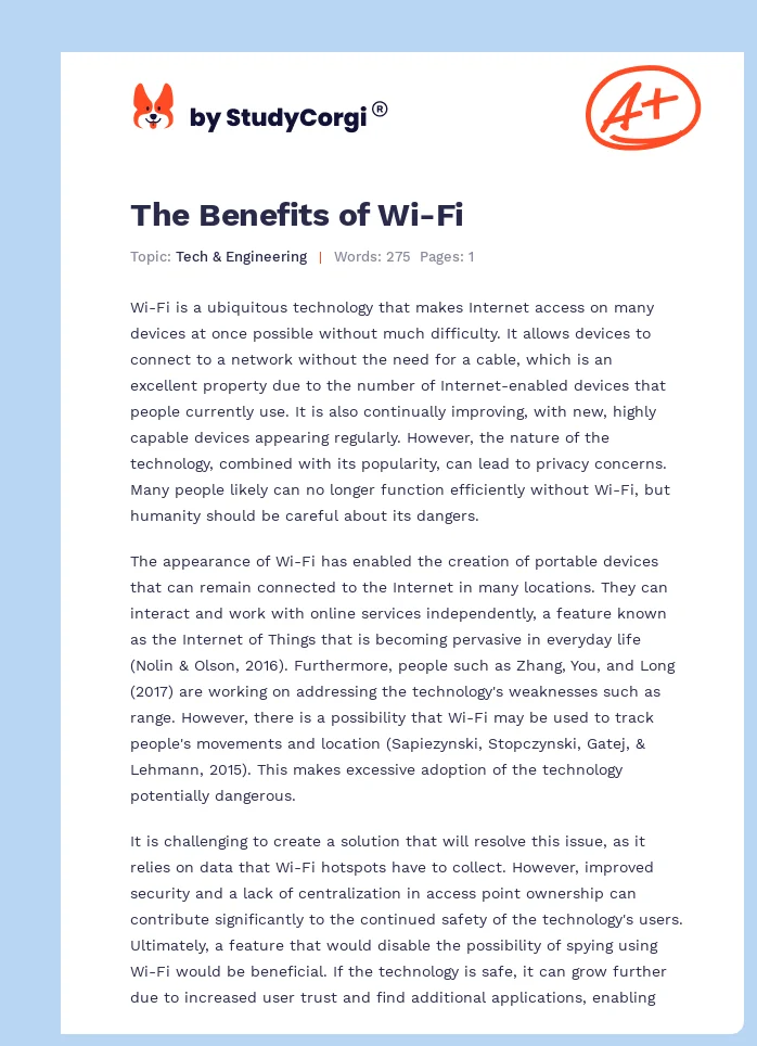 The Benefits of Wi-Fi. Page 1