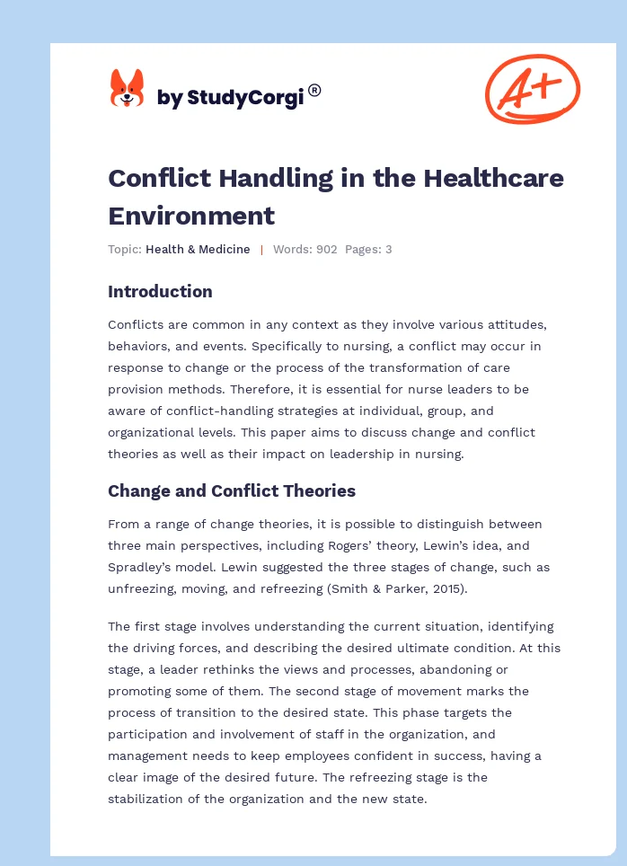 Conflict Handling in the Healthcare Environment. Page 1