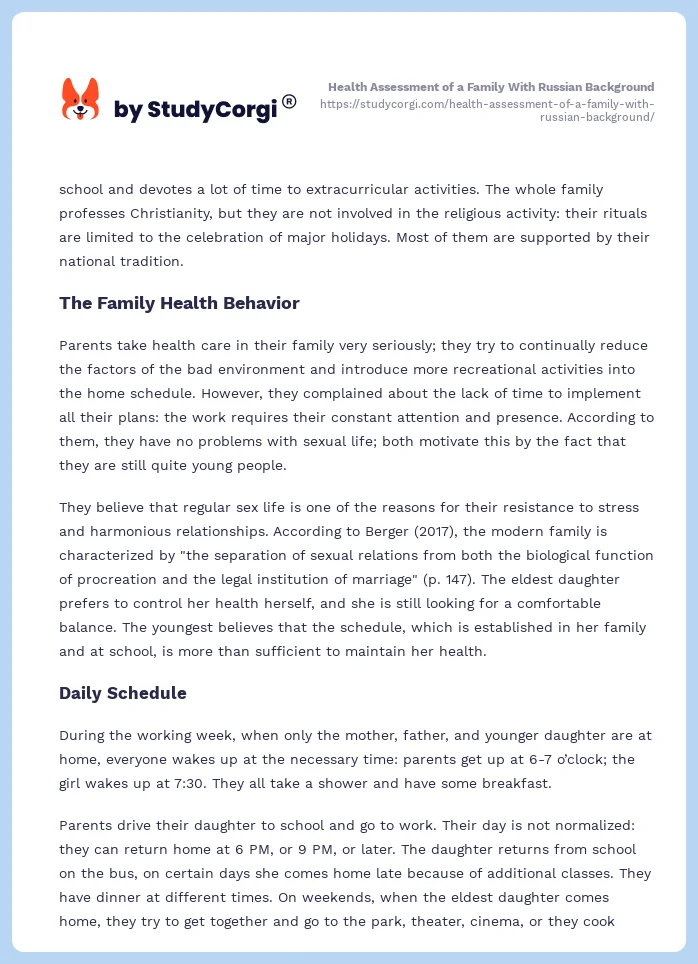 Health Assessment of a Family With Russian Background. Page 2