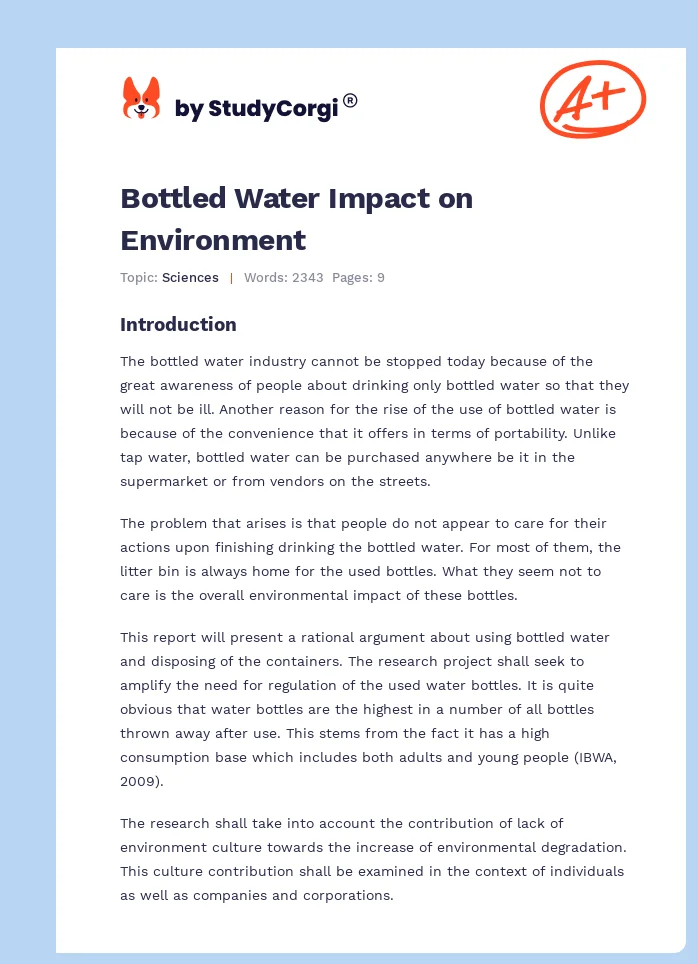 Bottled Water Impact on Environment. Page 1