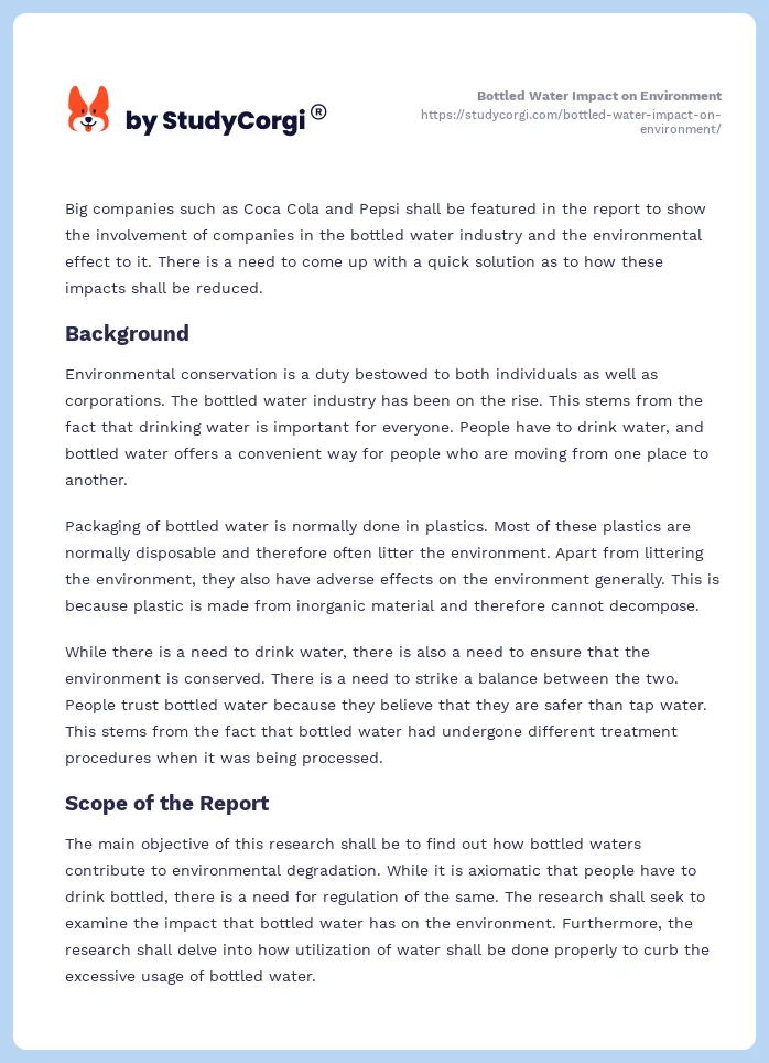 Bottled Water Impact on Environment. Page 2