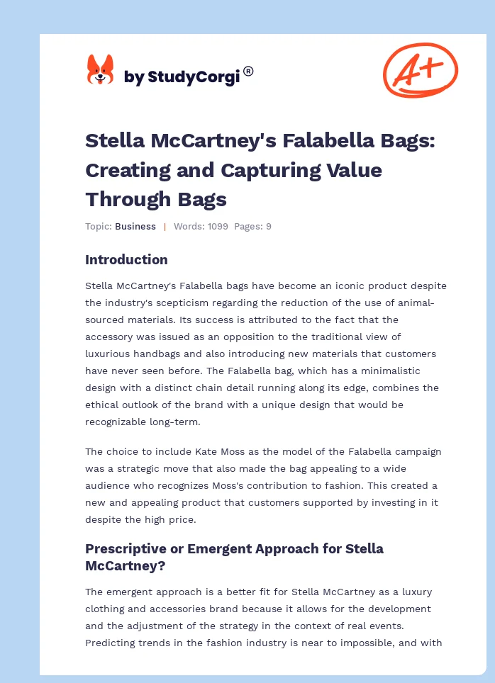 Stella McCartney's Falabella Bags: Creating and Capturing Value Through Bags. Page 1