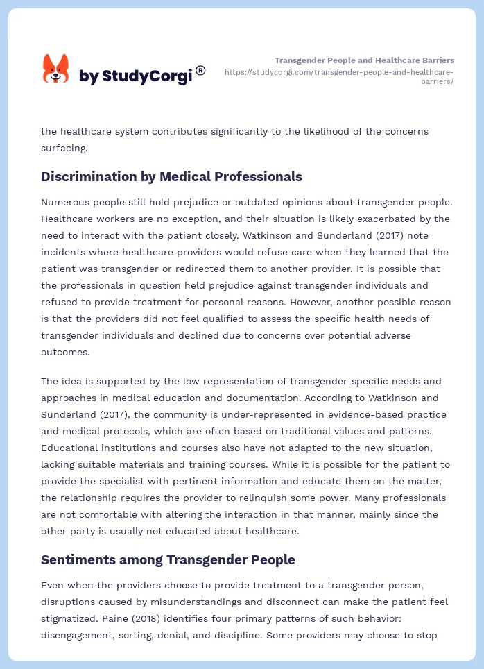Transgender People and Healthcare Barriers. Page 2