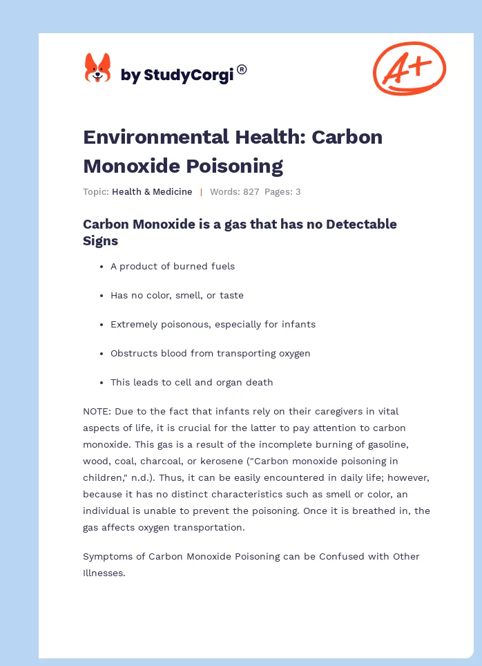 Environmental Health: Carbon Monoxide Poisoning. Page 1