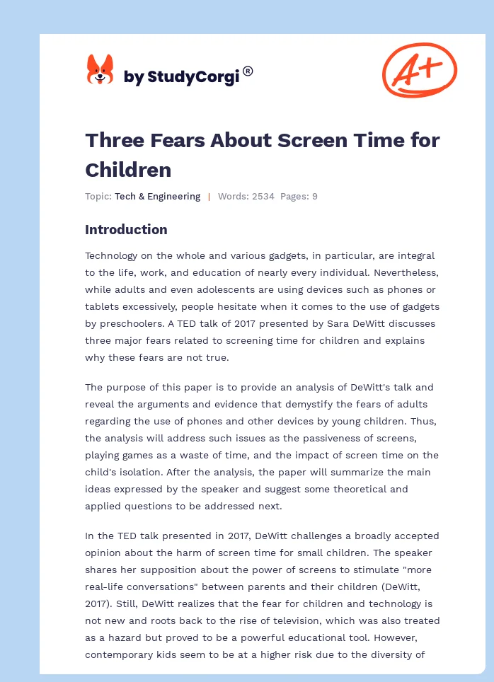 Three Fears About Screen Time for Children. Page 1