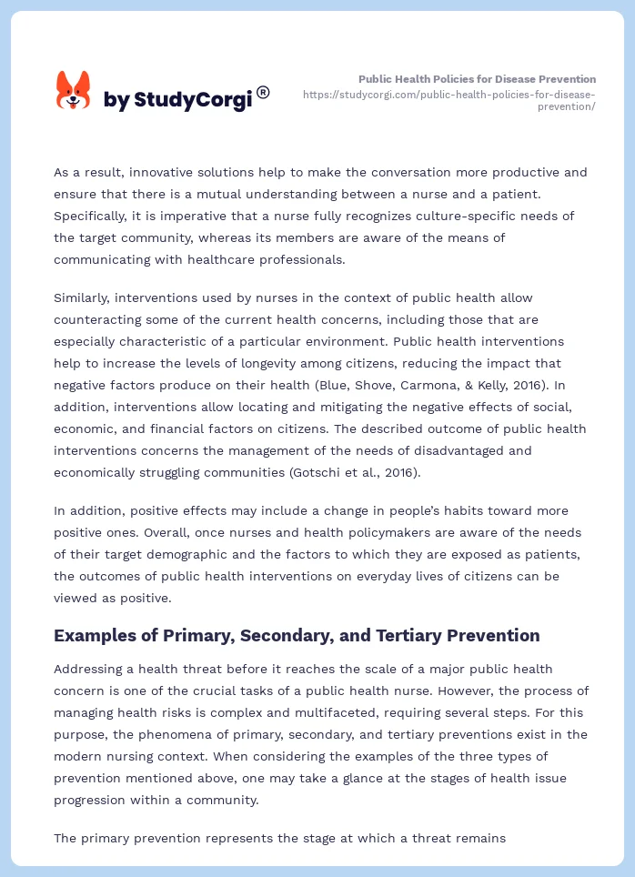 Public Health Policies for Disease Prevention. Page 2