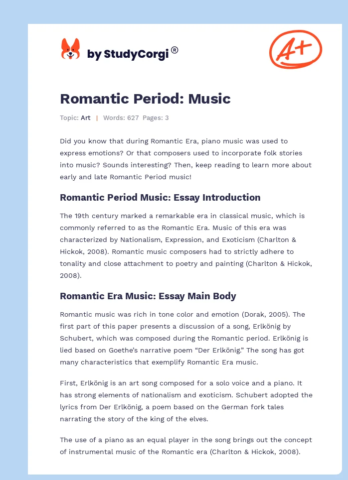 Romantic Period: Music. Page 1