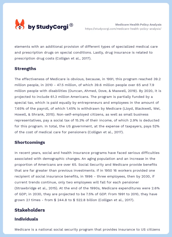 Medicare Health Policy Analysis. Page 2
