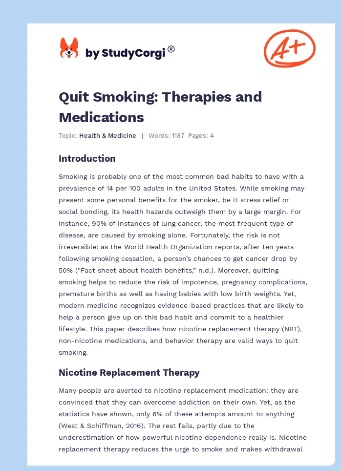 Quit Smoking: Therapies and Medications. Page 1