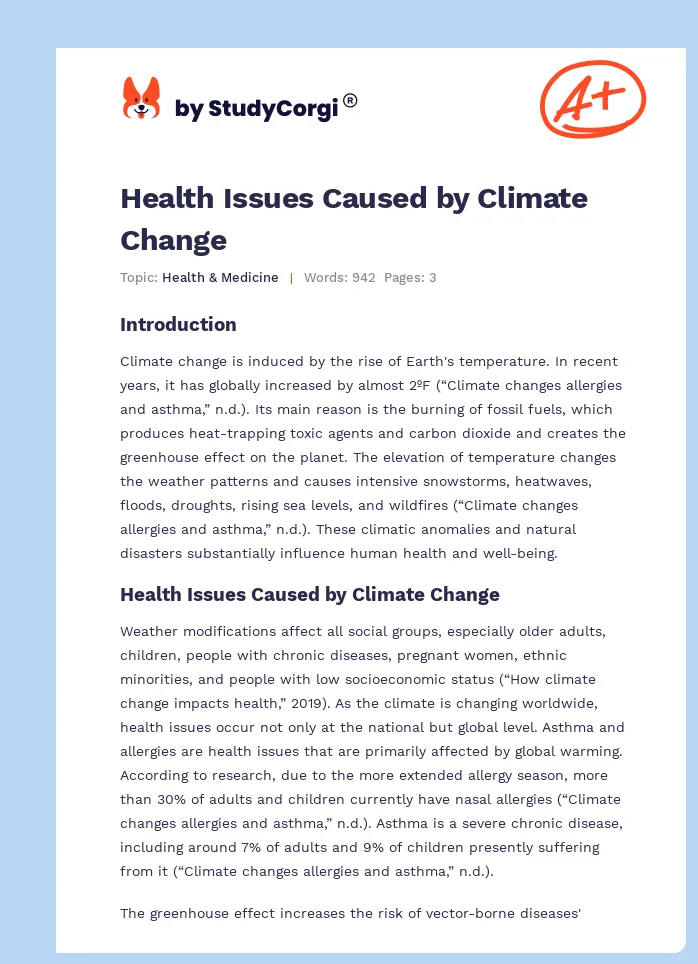 Health Issues Caused by Climate Change. Page 1