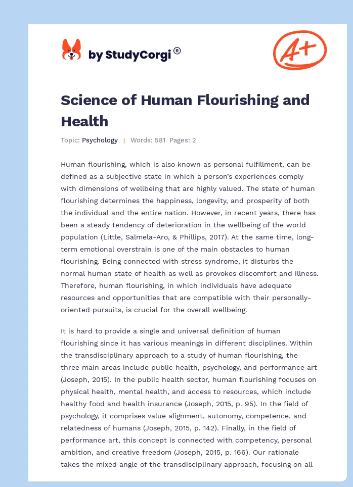 Science of Human Flourishing and Health. Page 1