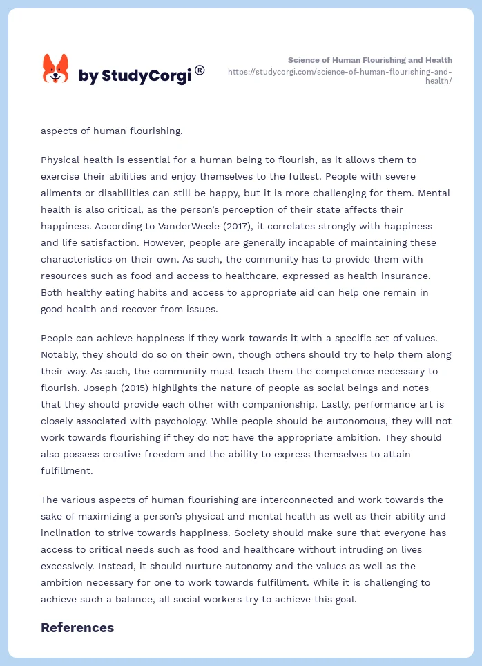 Science of Human Flourishing and Health. Page 2