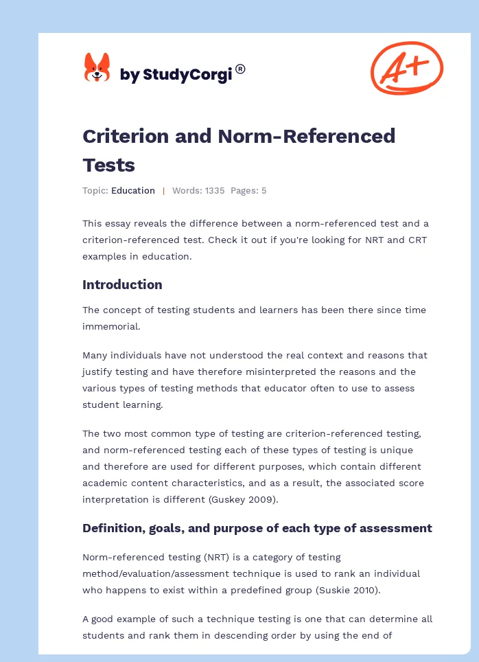 Criterion and Norm-Referenced Tests. Page 1