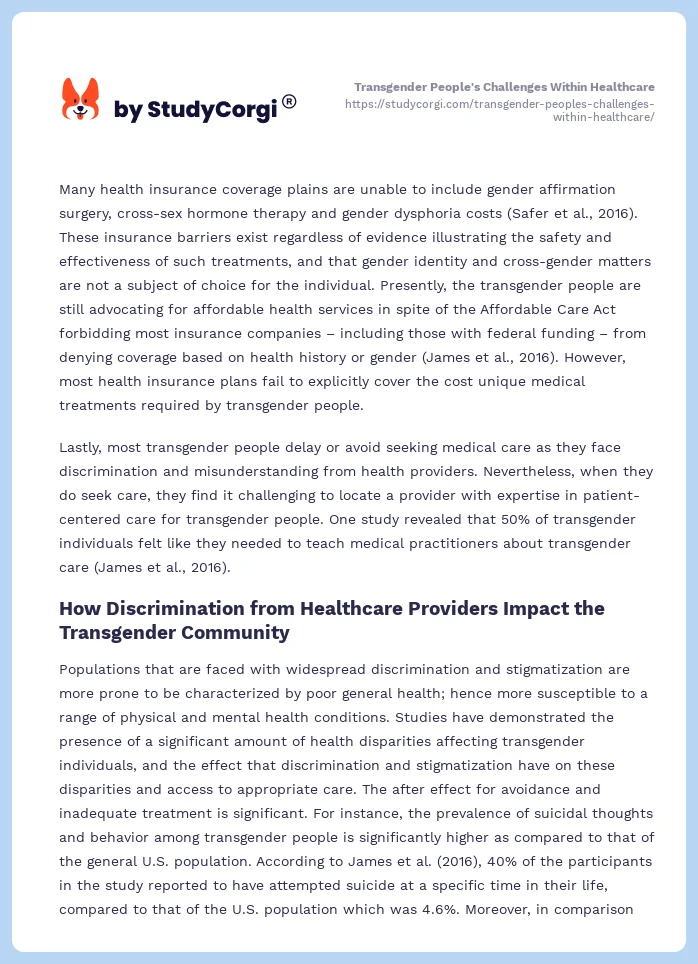 Transgender People's Challenges Within Healthcare. Page 2