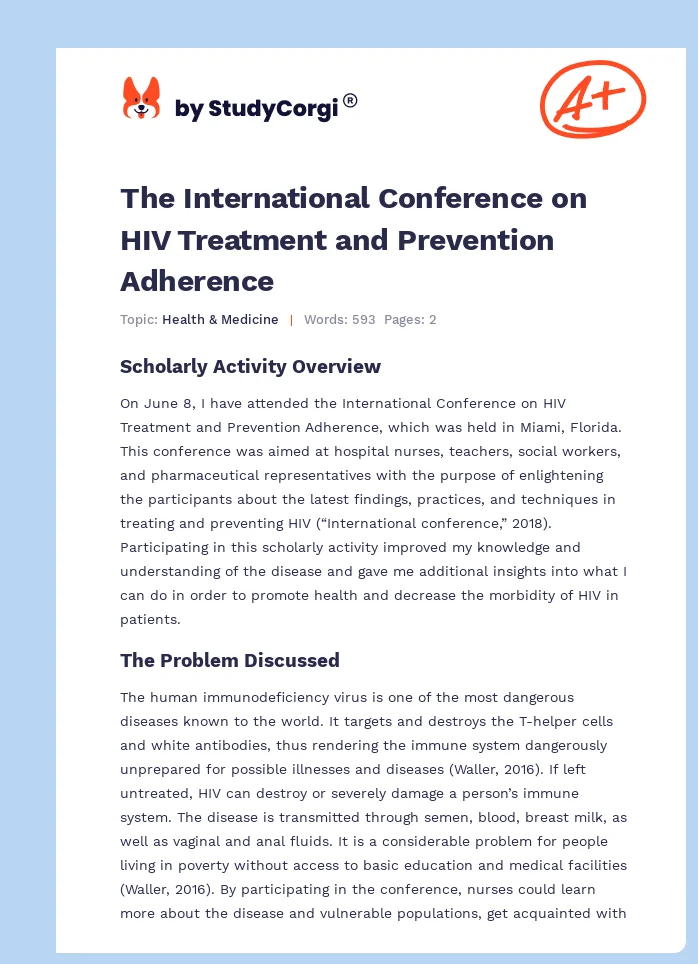 The International Conference on HIV Treatment and Prevention Adherence. Page 1