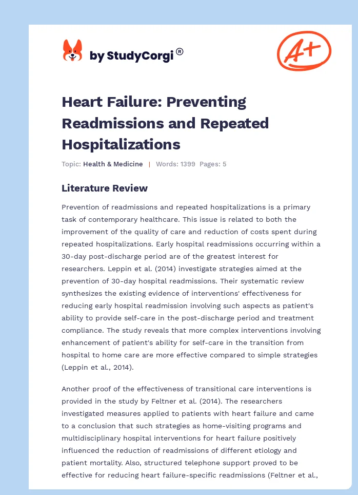Heart Failure: Preventing Readmissions and Repeated Hospitalizations. Page 1