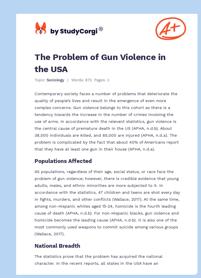 The Problem of Gun Violence in the USA. Page 1