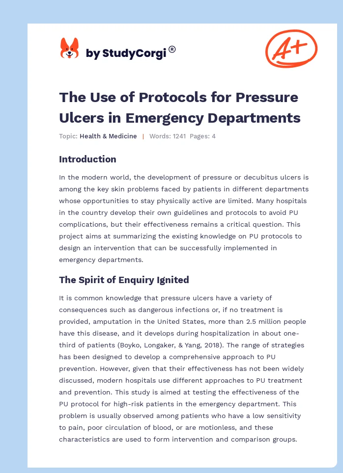The Use of Protocols for Pressure Ulcers in Emergency Departments. Page 1