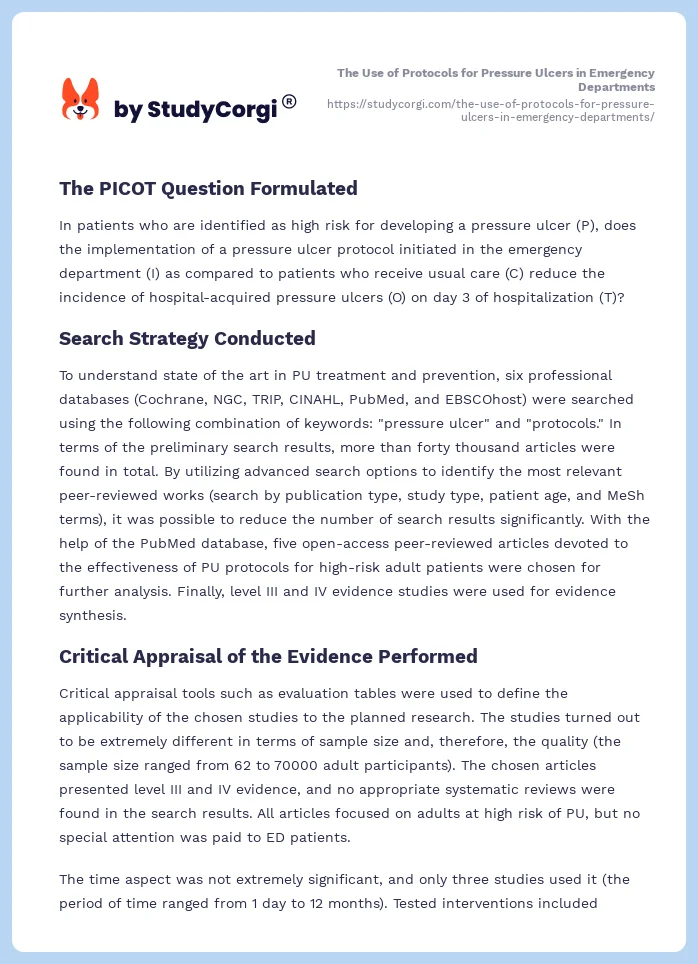 The Use of Protocols for Pressure Ulcers in Emergency Departments. Page 2