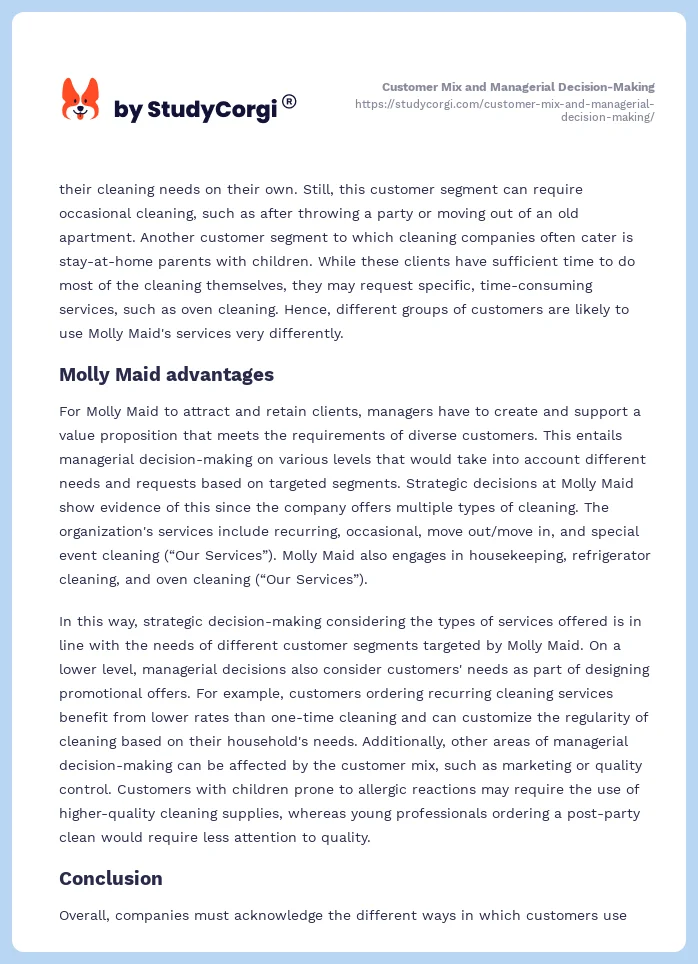 Customer Mix and Managerial Decision-Making. Page 2