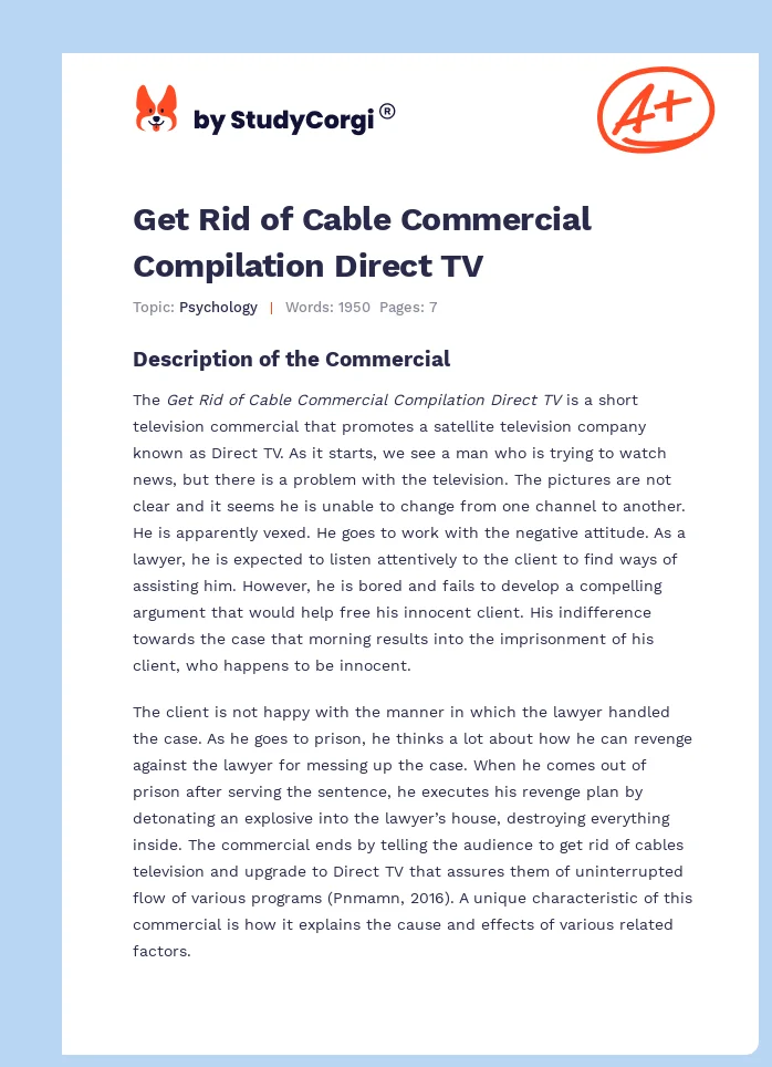 Get Rid of Cable Commercial Compilation Direct TV. Page 1