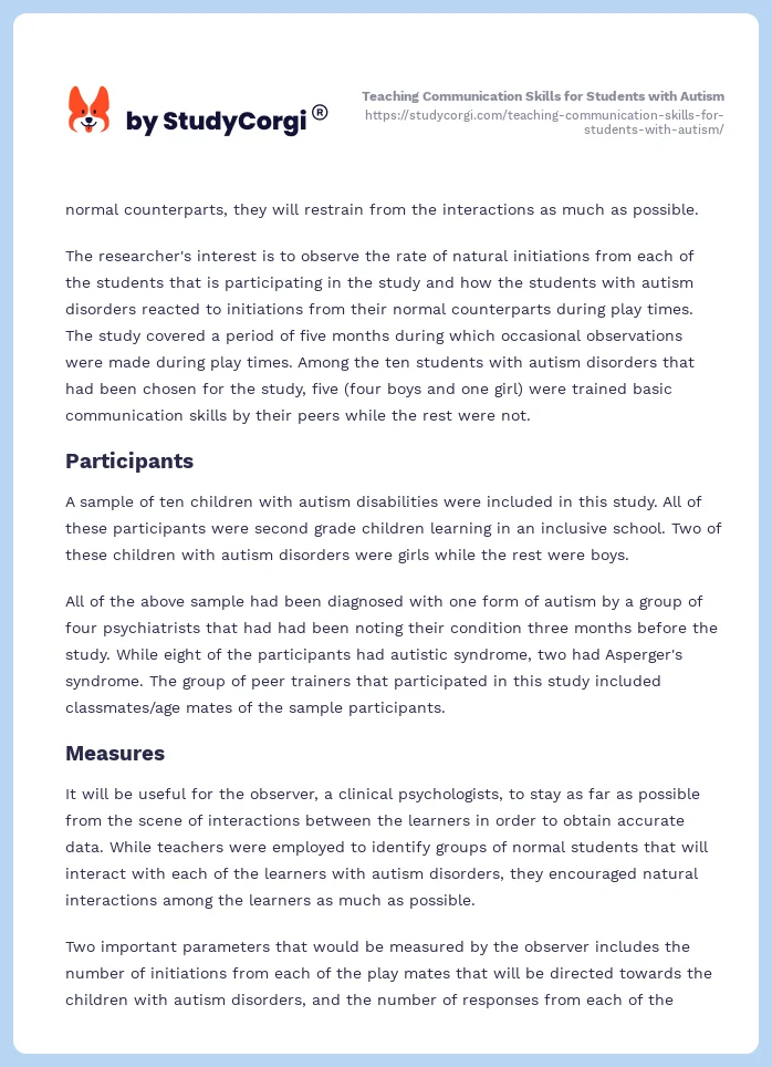 Teaching Communication Skills for Students with Autism. Page 2