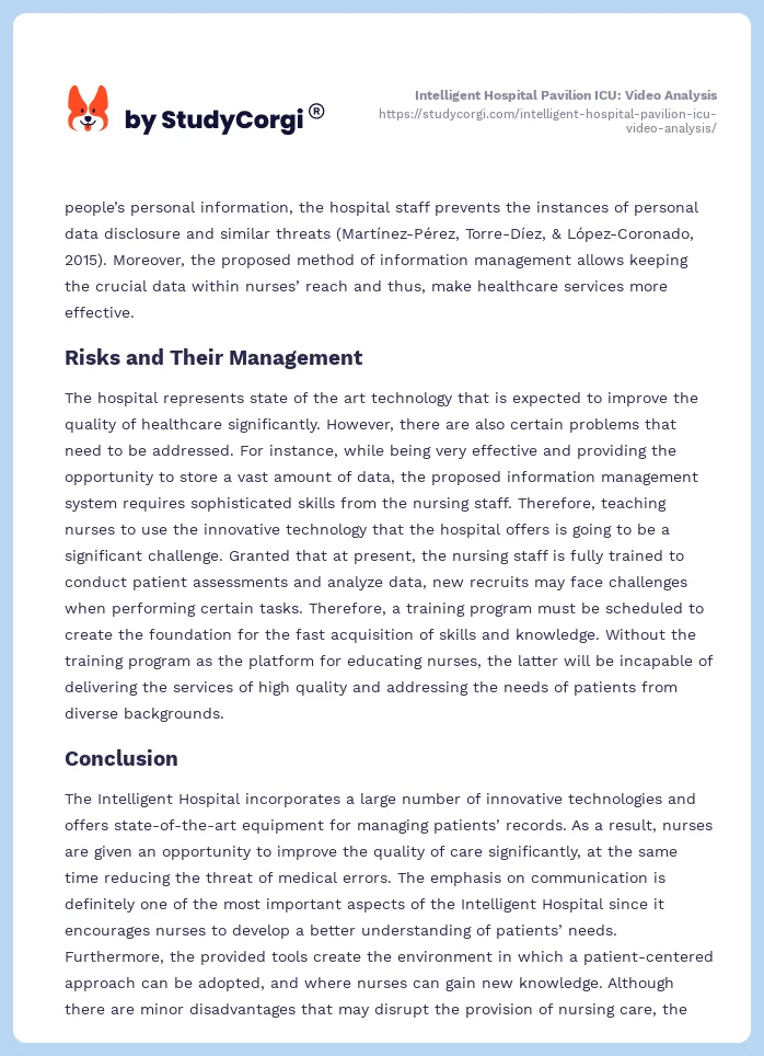 Intelligent Hospital Pavilion ICU: Video Analysis. Page 2
